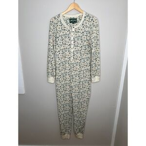 American Eagle Womens L‎ Snowflake Christmas Tree Thermal Onesie Pajamas